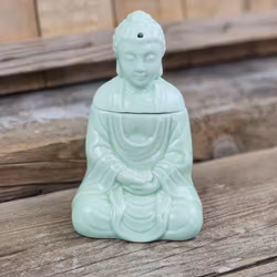 Aromalampa, diffuser ljusgrön keramik sitting Buddha