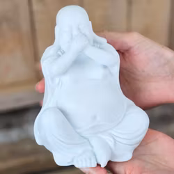 Aromalampa, diffuser vit keramik stor Buddha x3 (inte se/höra/tala) utgående