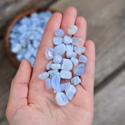 Blå Kalcedon, små trumlade