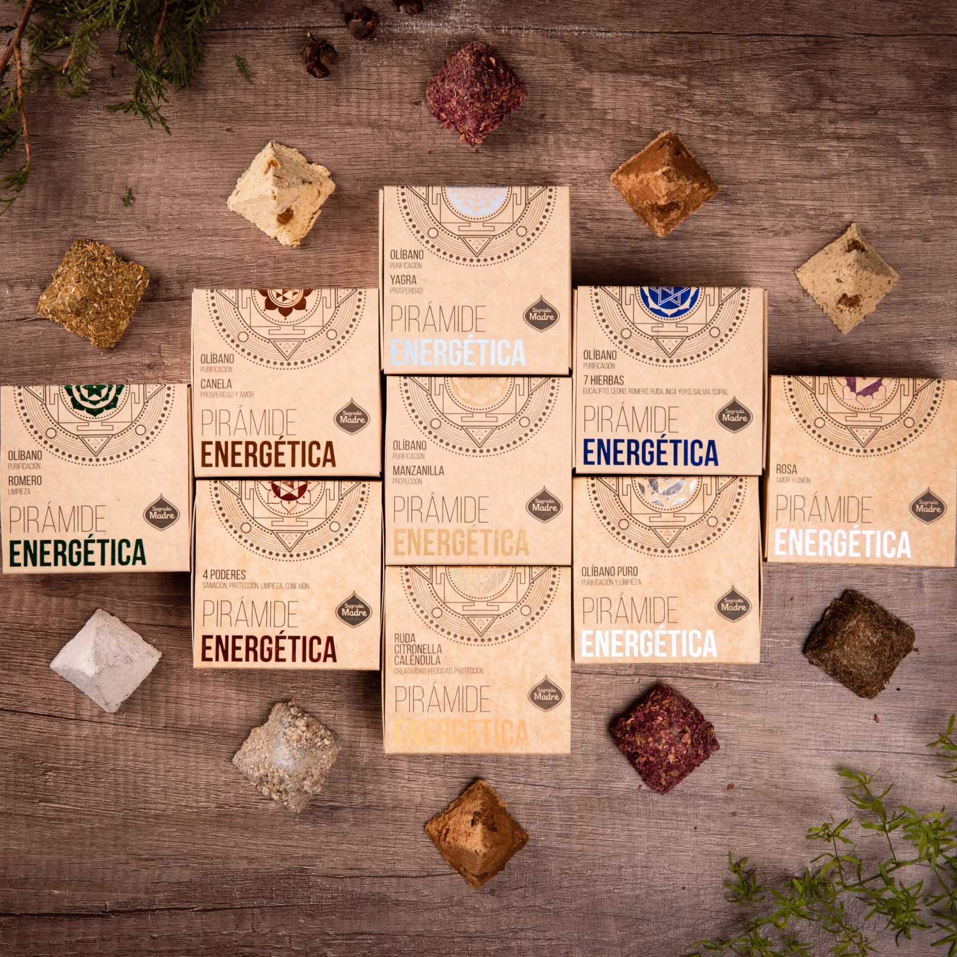 Sagrada Madre - Vinruta, Citronella & Ringblomma, energipyramider