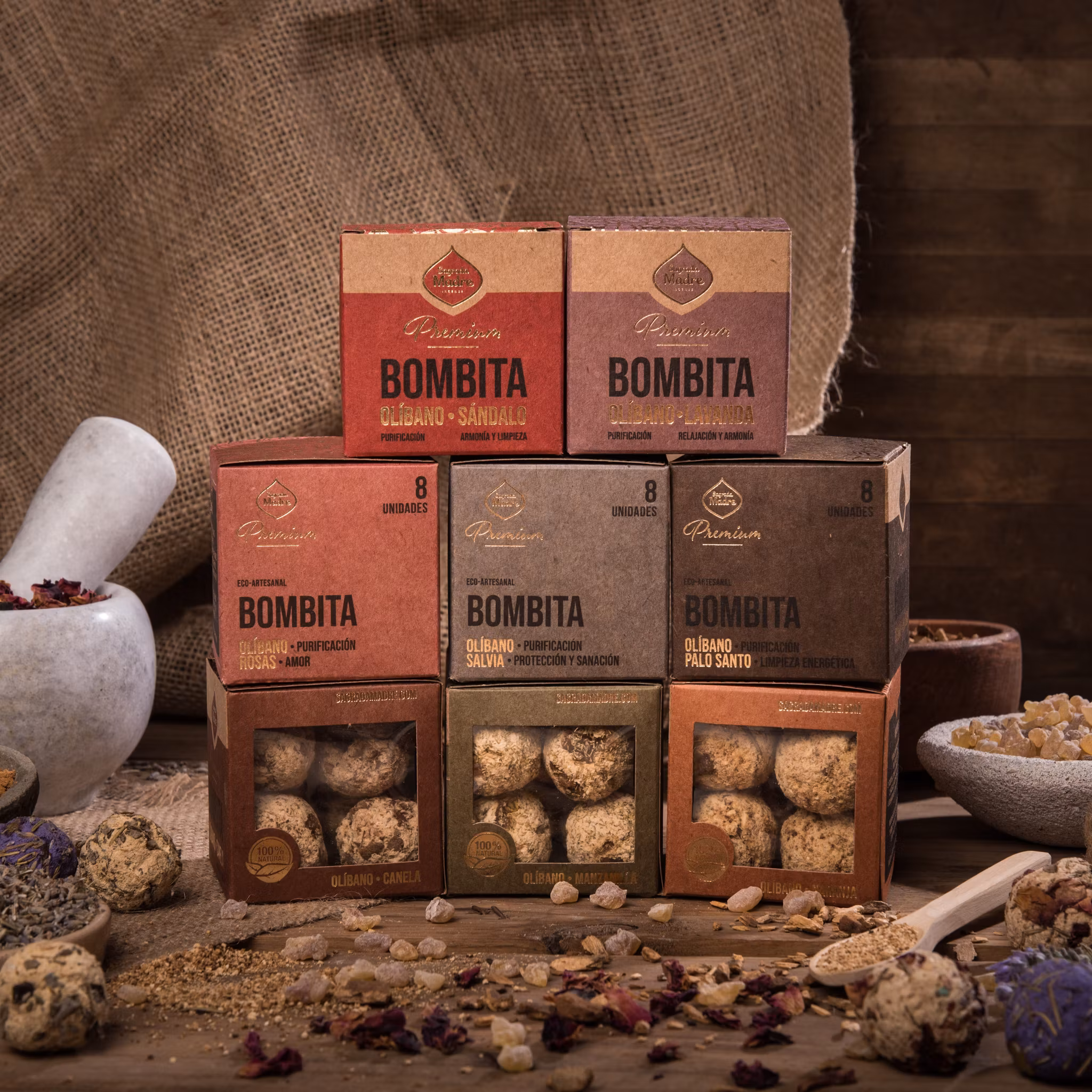 Sagrada Madre - Premium Bombitas, Olibanum & Palo Santo rökelsebollar