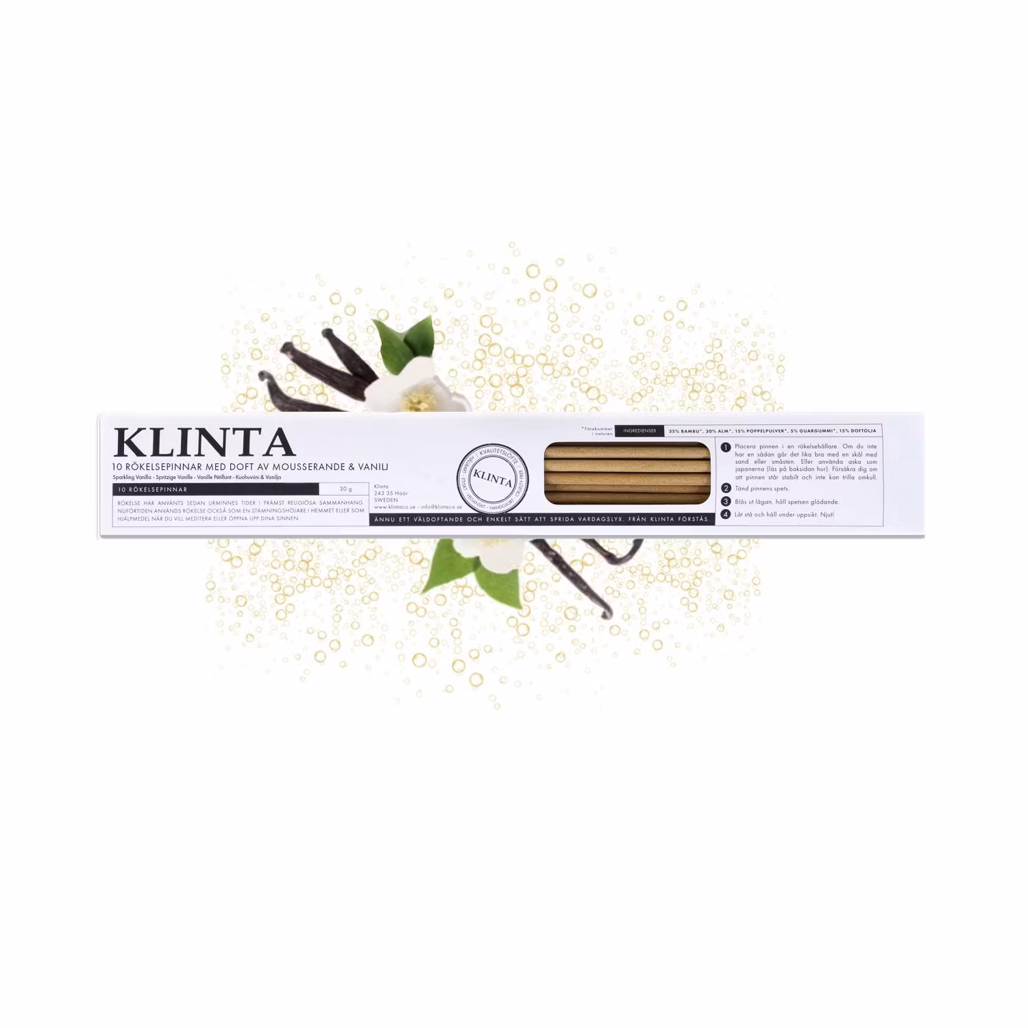 Klinta - Mousserande & Vanilj, rökelsepinnar