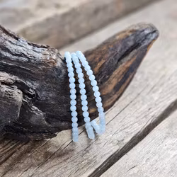Akvamarin, armband 4mm runda pärlor