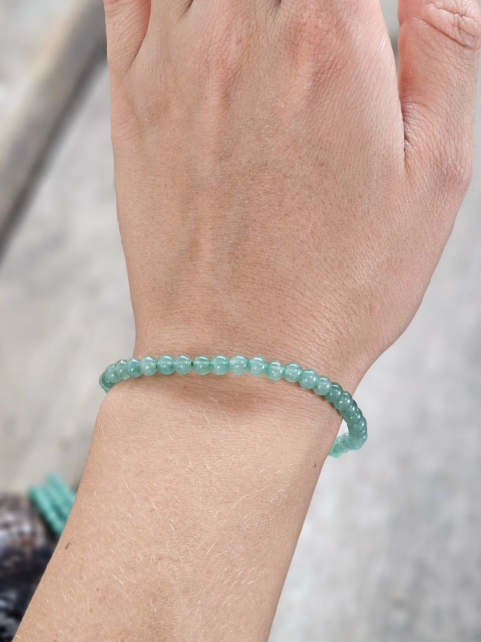 Grön Aventurin, armband 4mm runda pärlor