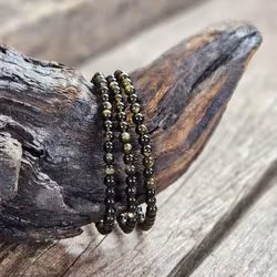 Guldobsidian, armband 4mm runda pärlor