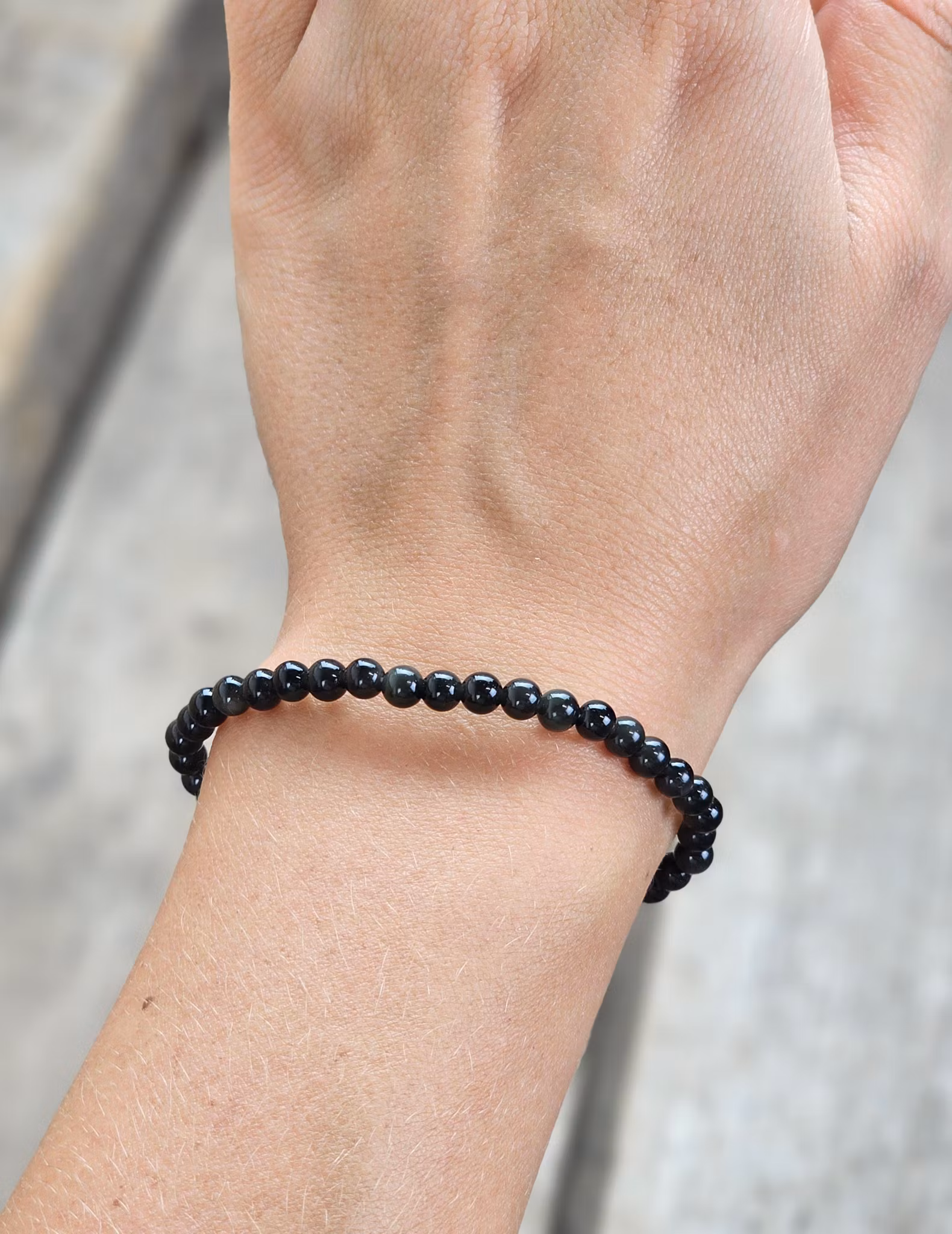 Regnbågsobsidian, armband 4mm runda pärlor