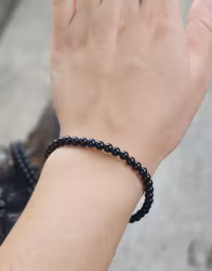 Svart Obsidian Armband 4 mm – Runda Pärlor