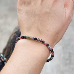 Vattenmelon Turmalin extra, armband 4mm runda pärlor