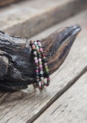 Vattenmelon Turmalin extra, armband 4mm runda pärlor