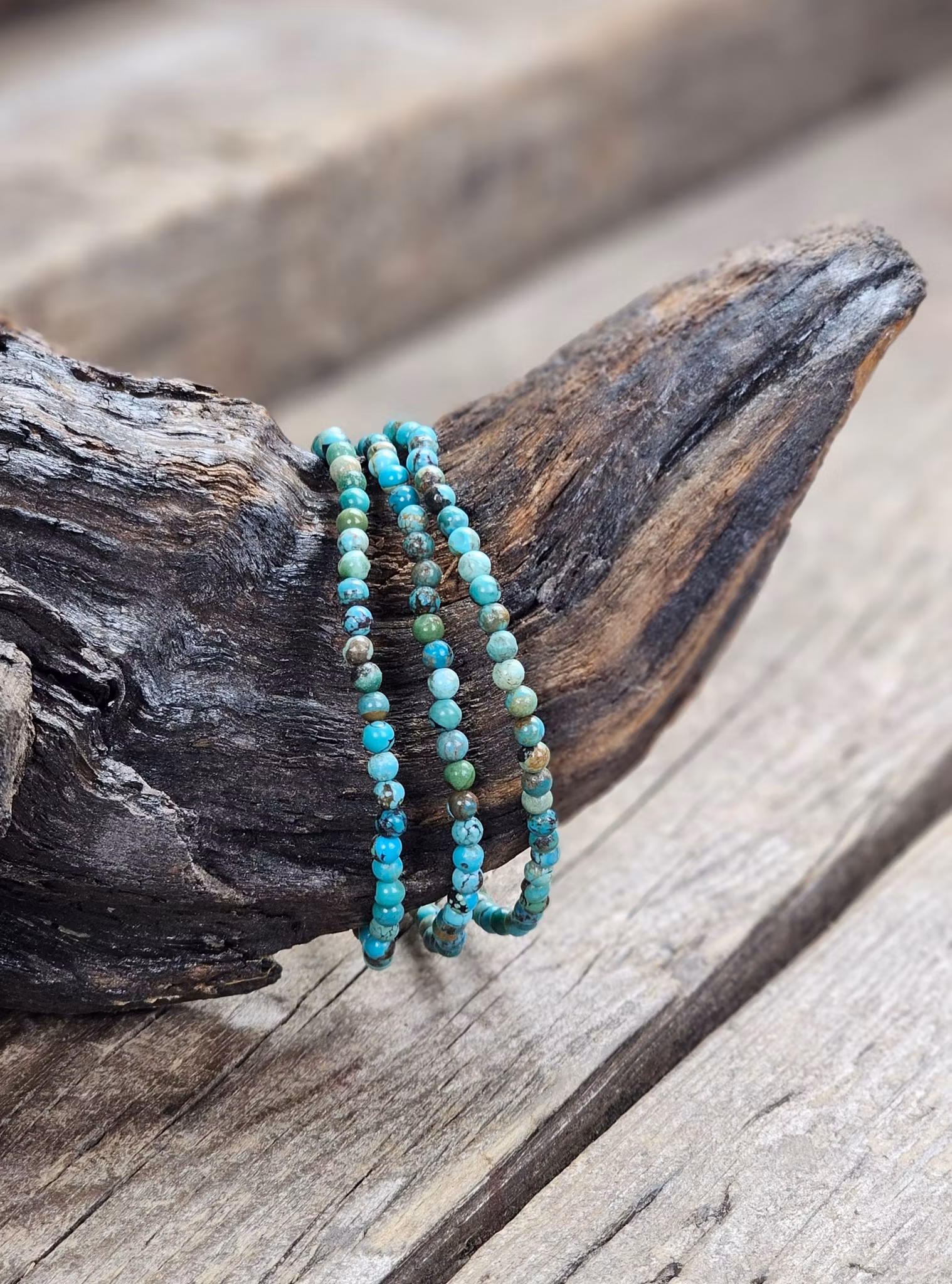 Äkta Turkos, armband 4mm runda pärlor