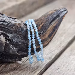 Akvamarin, armband 4mm facetterade pärlor