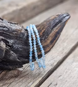 Akvamarin, armband 4mm facetterade pärlor