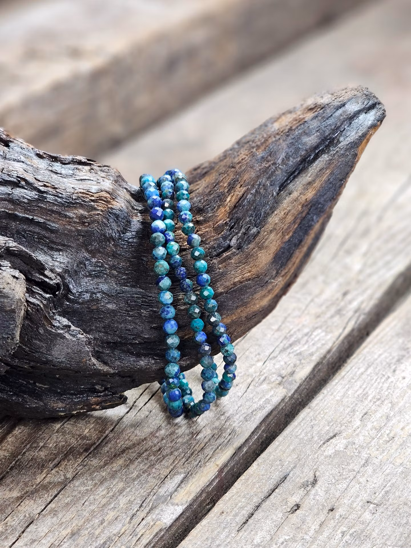 Azurit, armband 4mm facetterade pärlor