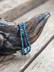 Azurit Malakit, armband 4mm facetterade pärlor