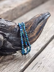 Azurit Malakit, armband 4mm facetterade pärlor