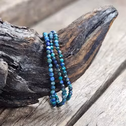 Azurit Malakit, armband 4mm facetterade pärlor