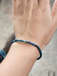 Azurit Malakit, armband 4mm facetterade pärlor