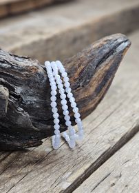 Blå Kalcedon, armband 4mm facetterade pärlor