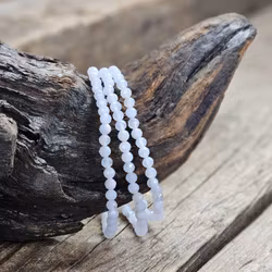 Blå Kalcedon, armband 4mm facetterade pärlor