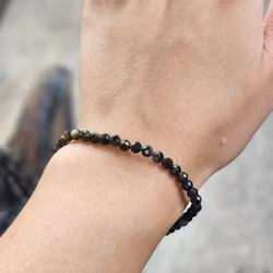 Guldobsidian, armband 4mm facetterade pärlor