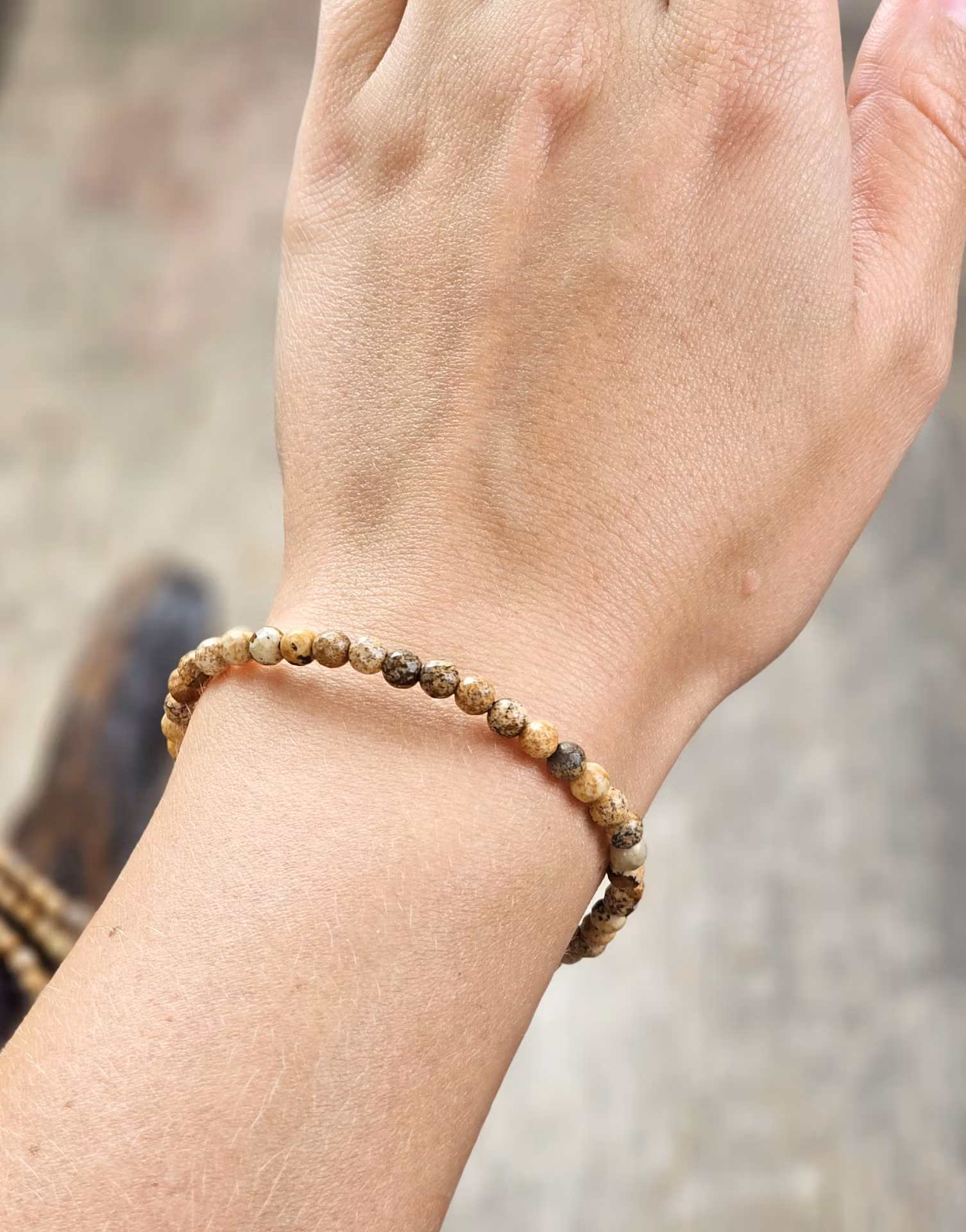 Landskapsjaspis, armband 4mm facetterade pärlor