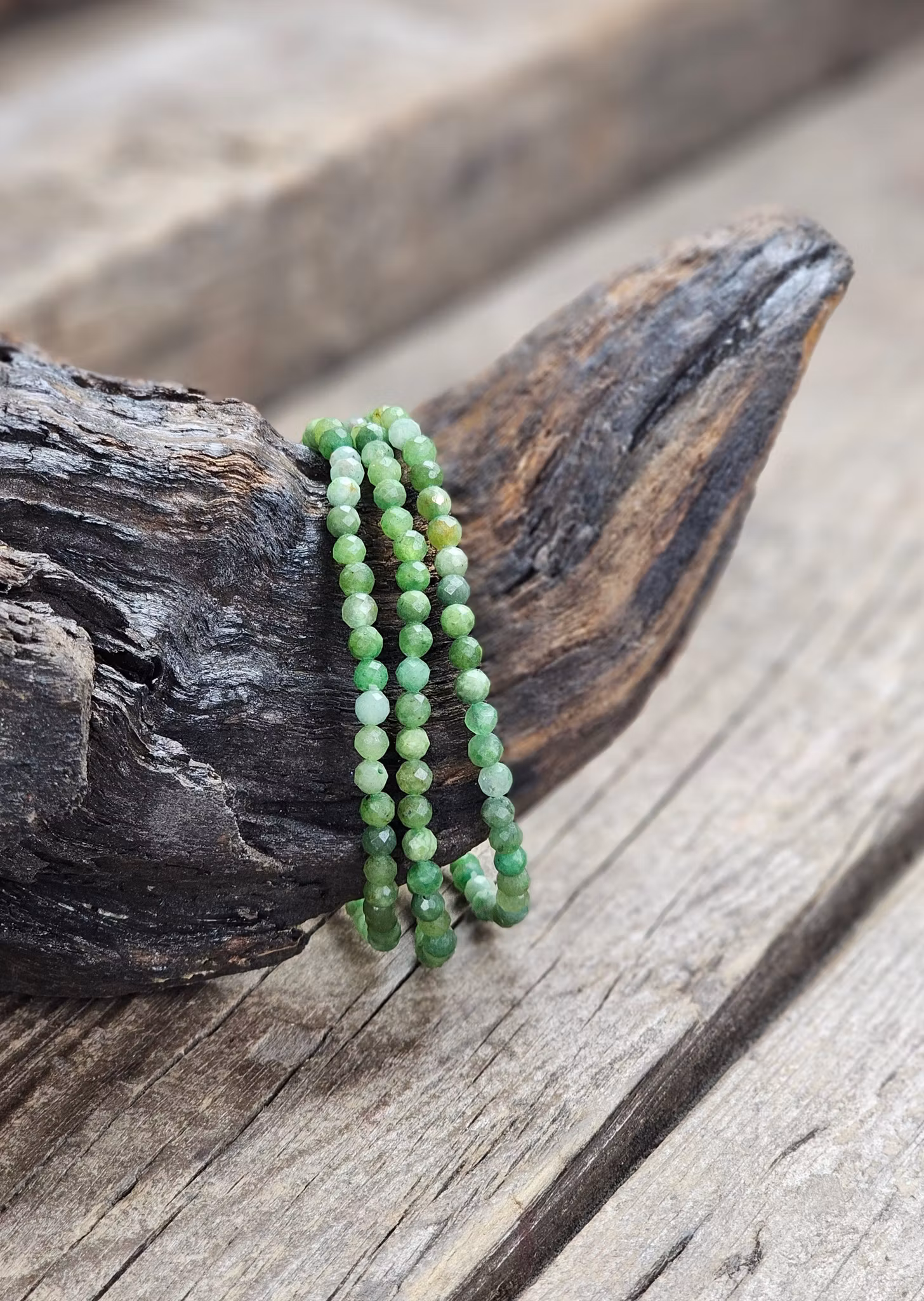 Krysopras, armband 4mm facetterade pärlor