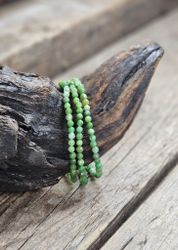 Krysopras, armband 4mm facetterade pärlor