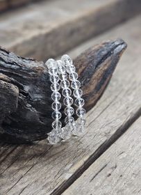 Bergkristall, armband 8mm facetterade pärlor