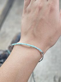 Amazonit, armband 3mm facetterade pärlor macramé
