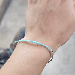 Amazonit, armband 3mm facetterade pärlor macramé