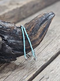 Amazonit, armband 3mm facetterade pärlor macramé