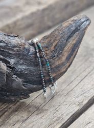 Krysokolla, armband 3mm facetterade pärlor macramé