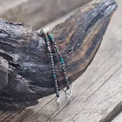 Krysokolla, armband 3mm facetterade pärlor macramé