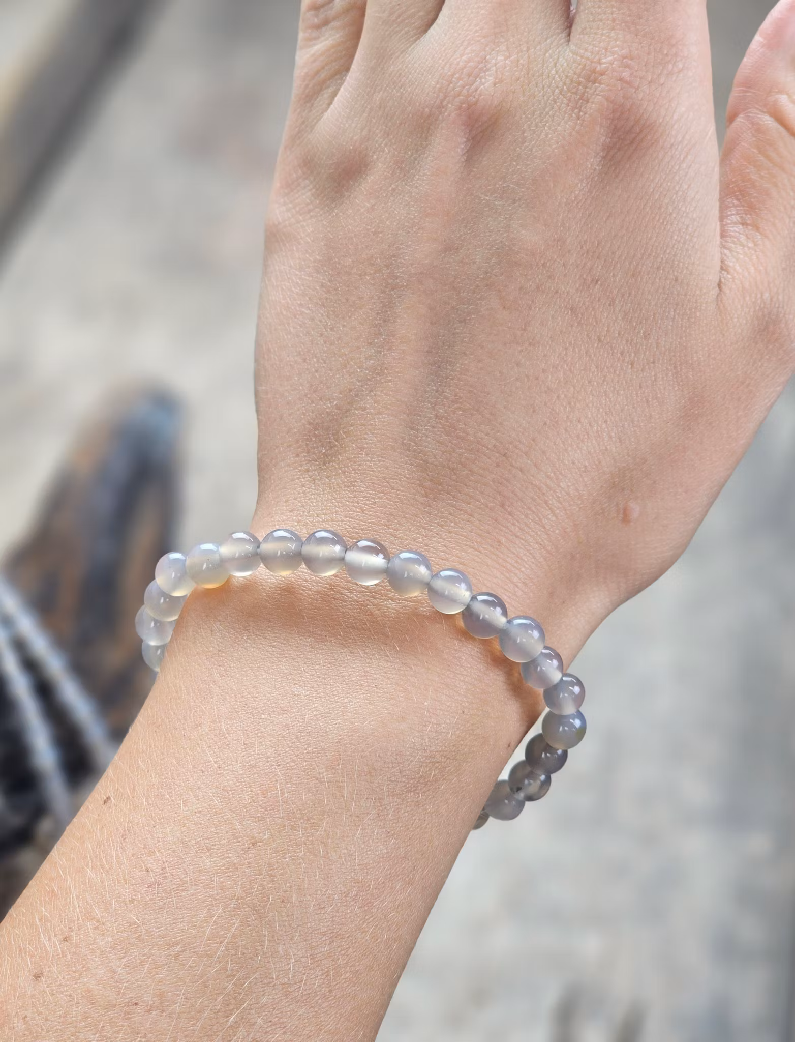 Agat, armband 6mm runda pärlor