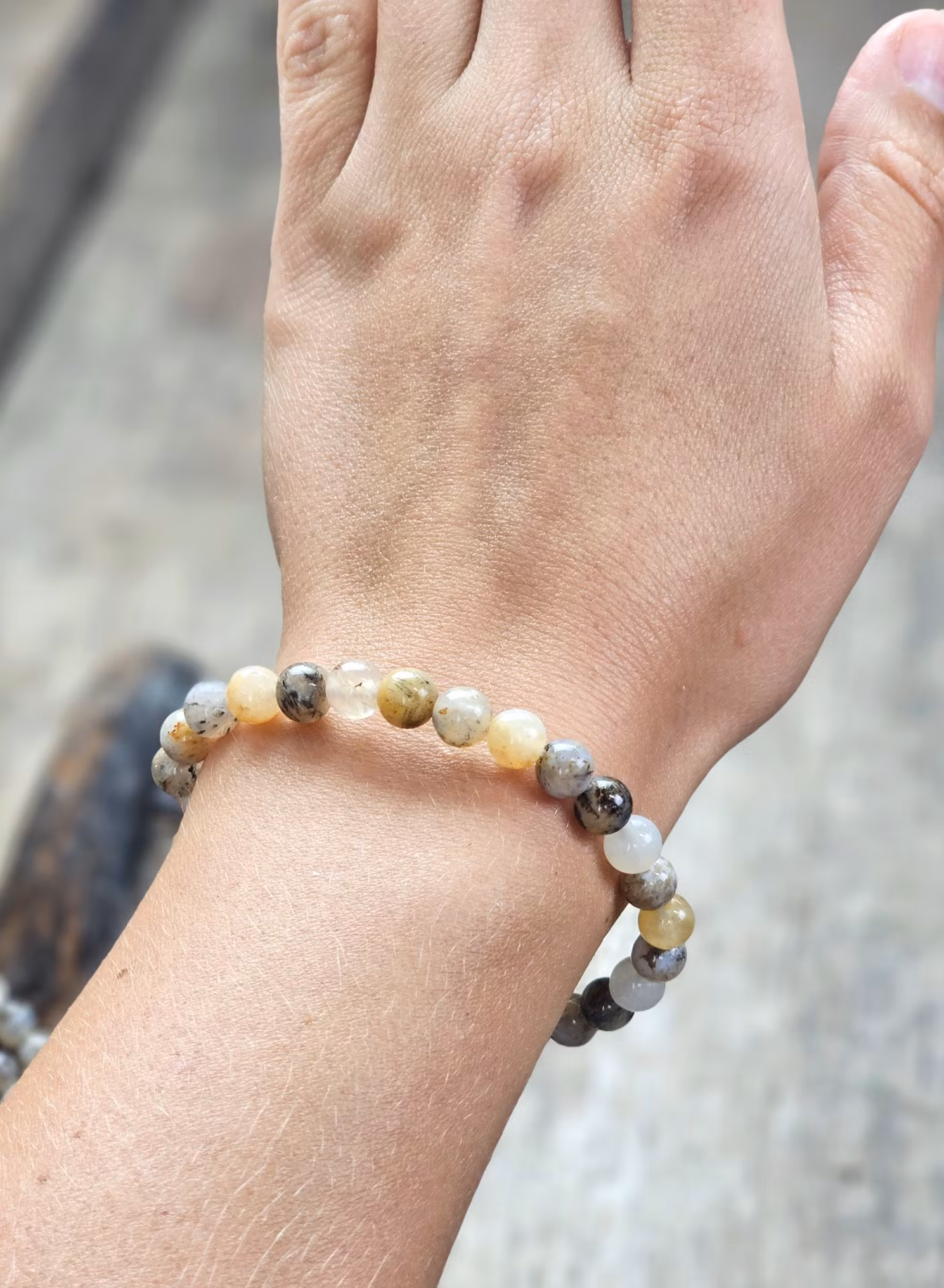 Dendrit Agat, armband 6mm runda pärlor