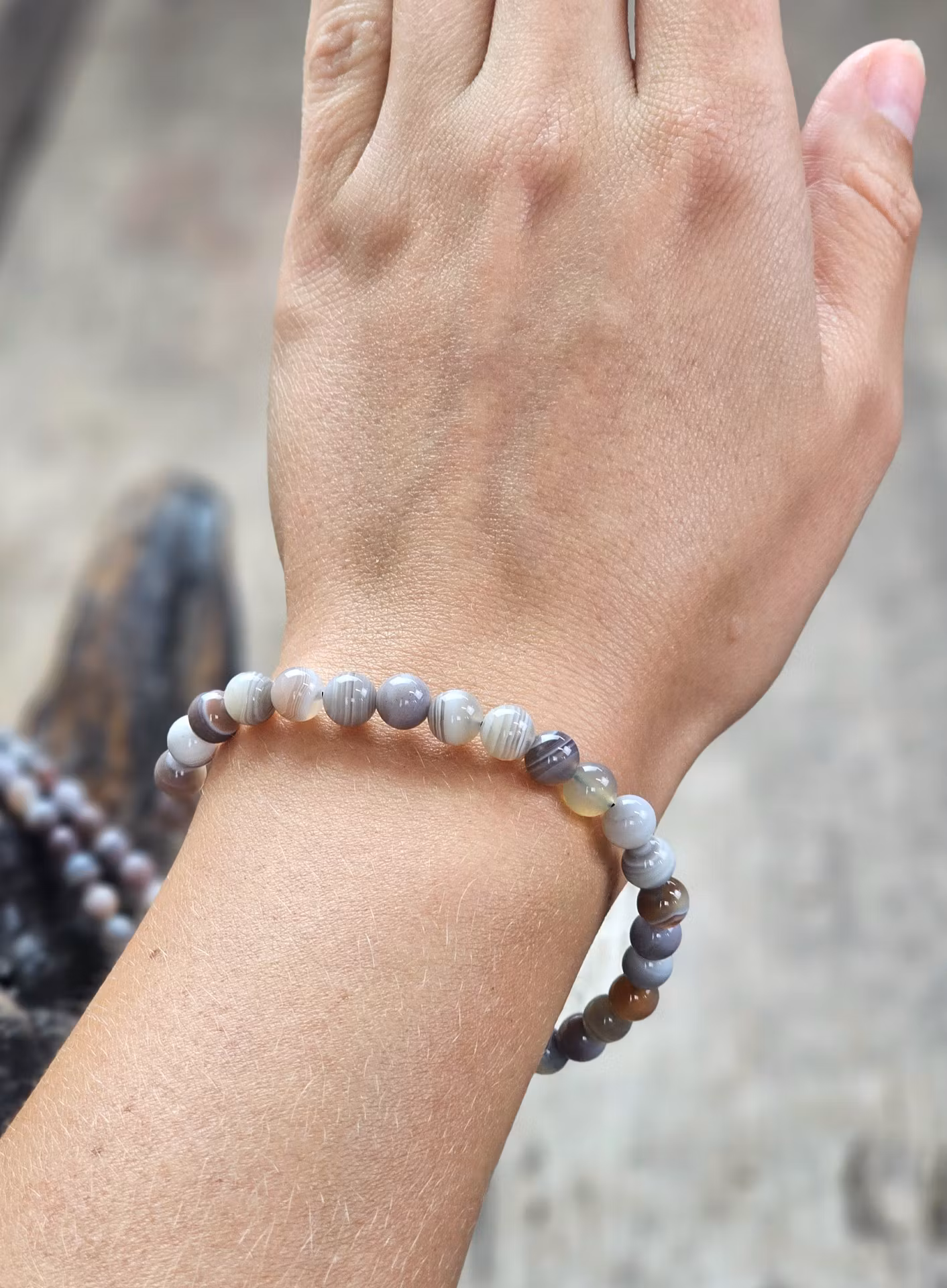 Botswana Agat, armband 6mm runda pärlor