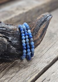 Blå Kvarts, armband 6mm runda pärlor