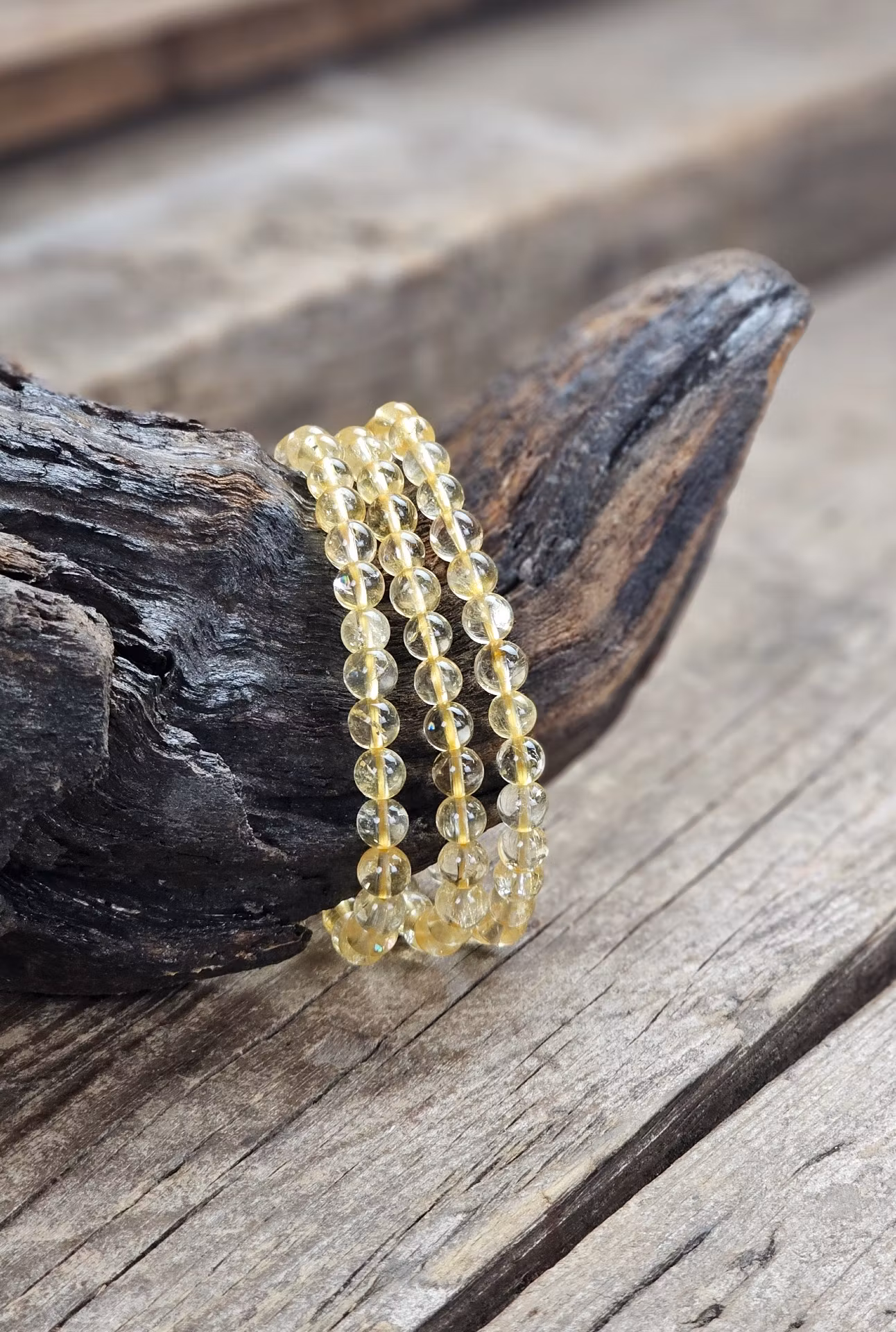 Citrin, armband 6mm runda pärlor