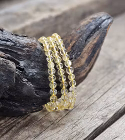 Citrin #2, armband 6mm runda pärlor