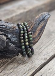 Drakblodsjaspis, armband 6mm runda pärlor
