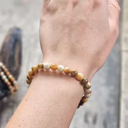 Förstenad Korall Fossil, armband 6mm runda pärlor