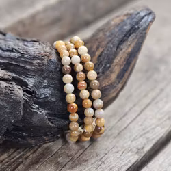 Förstenad Korall Fossil, armband 6mm runda pärlor