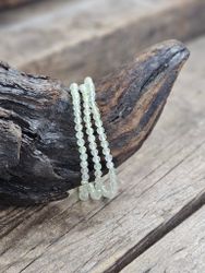 Prehnit, armband 4mm facetterade pärlor