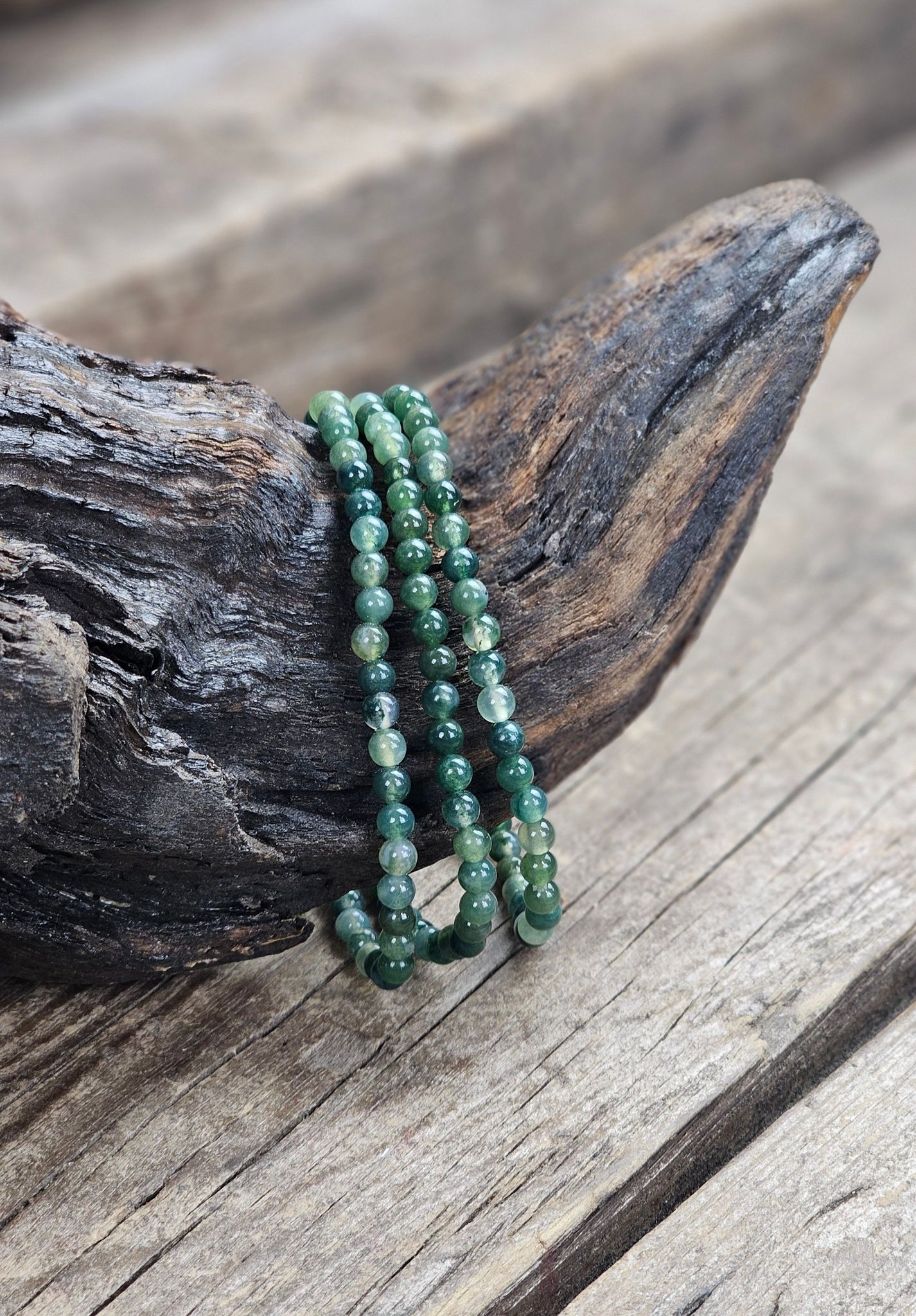 Mossagat, armband 4mm runda pärlor