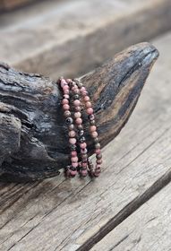 Rodonit, armband 4mm runda pärlor