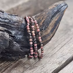 Rodonit, armband 4mm runda pärlor