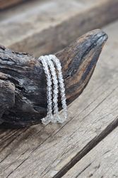 Fire & Ice Kvarts (Krackelerad Bergkristall), armband 4mm runda pärlor