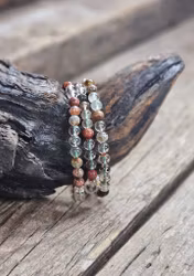 Rutilkvarts och Lodolit mix, armband 6mm runda pärlor