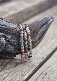 Rutilkvarts och Lodolit mix, armband 6mm runda pärlor