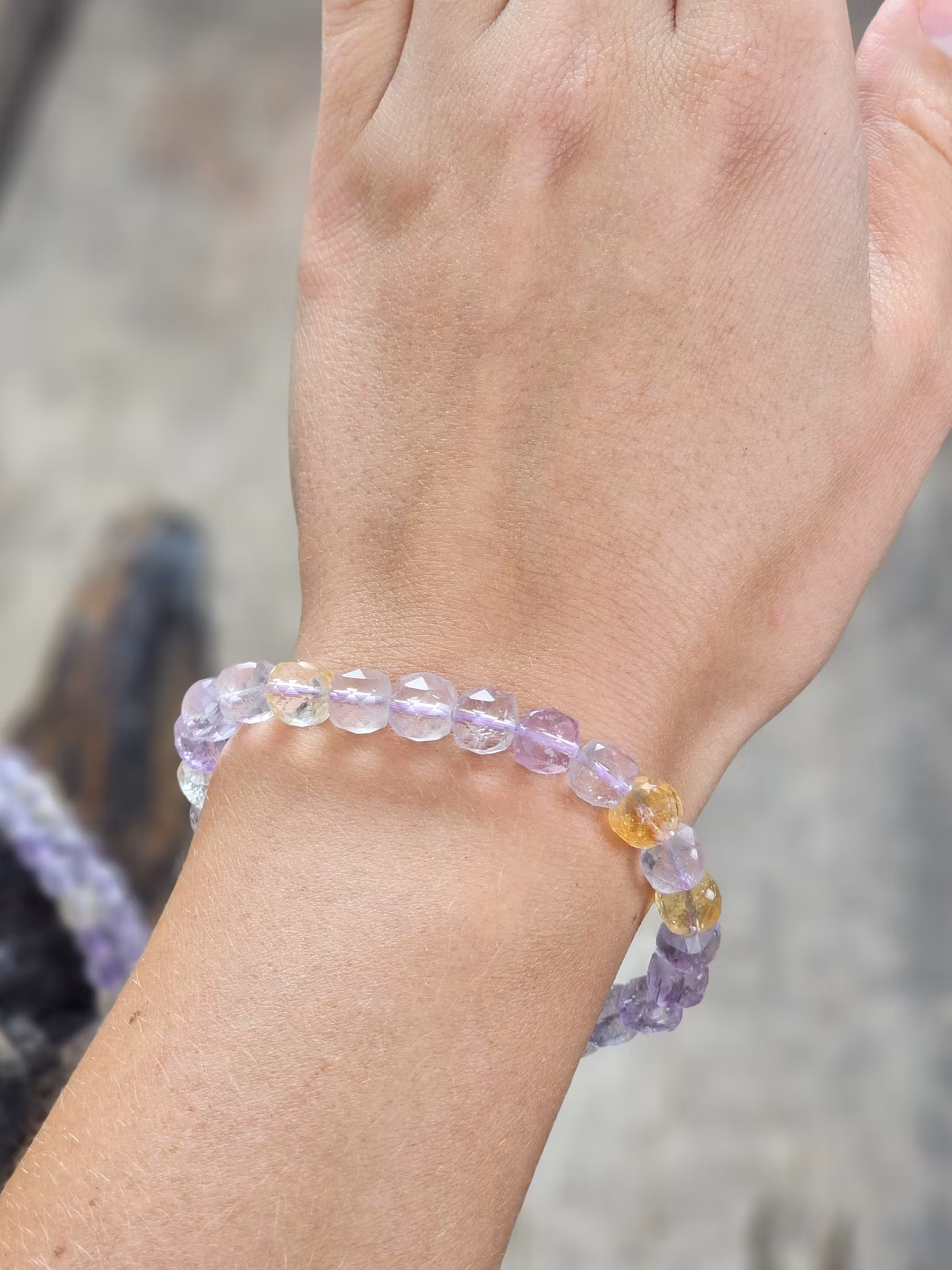 Ametrin, armband 8mm facetterade pärlor